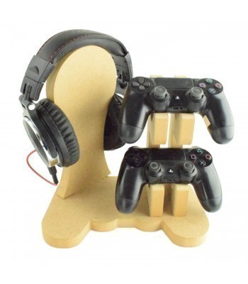 18mm Freestanding MDF Single Gaming Headset & Double PlayStation Controller Holder - PlayStation Controller Base 